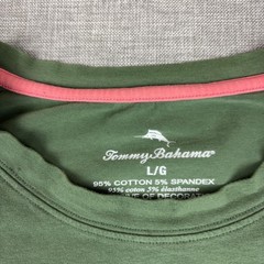 Tommy Bahama Shirt Mens L Green Tagless Crewneck Logo Stretch Cotton Jersey Tee