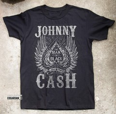 Johnny Cash Man in Black Logo Heavy Cotton Black Unisex T-shirt Size S-5XL