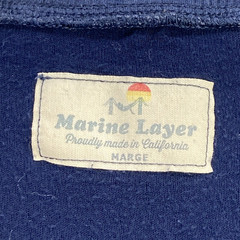 Marine Layer Mens M/L Marge Henley Shirt Blue Striped Long Sleeve Cotton