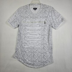Carbon Mens T Shirt Size L Distressed White Gray Knit Rayon Crew Neck 70’s