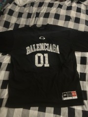 Balenciaga 01 Graphic Logo Cotton Jersey Crewneck T-Shirt, Black/White Men L