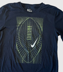 NIKE FOOTBALL Black/Yellow Swoosh DRI-FIT SHIRT Summer Training Gym Men’s L
