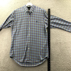 RALPH LAUREN Shirt Mens MEDIUM Slim Fit Multicolor Plaid Long Sleeve Button Up