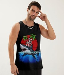 Mens Cotton Tank Tops Funny Graphic Beach Summer Sleeveless Muscle Tank Top