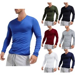 Men Long Sleeves Crew Neck Thermal Slim Fit Undershirt Base Layer Pullover Shirt