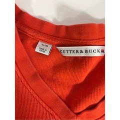 Cutter & Buck Orange 100% Cotton V Neck Knit Sweater Top Relaxed Fit Size XL