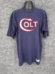 Vintage Russell Athletic Shirt Mens XL Blue Colt Logo Graphic Tee Made USA