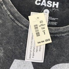 Cash Johnny Cash Man In Black Shirt Mens Large Gray Graphic Tee Tagless