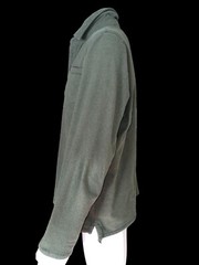 Mens LL Bean Long Sleeve Shirt Large Outdoor Army Green 1/4 Button Pull On
