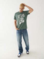 True Religion Men’s Metallic Foil Leaves Logo Graphic Tee T-Shirt | Size M