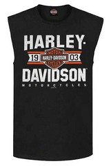 Harley-Davidson Men’s Varsity B&S Sleeveless Cotton Muscle Shirt, Black