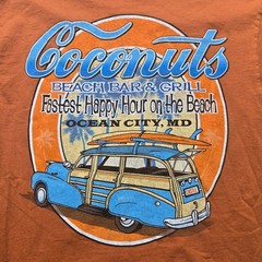 Coconuts Ocean City, MD Tee T-Shirt Orange Long Sleeve Adult Size S Small