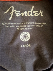 Fender Distressed Guitar Logo Graphic T-Shirt Retro Music Band Grey Large A283