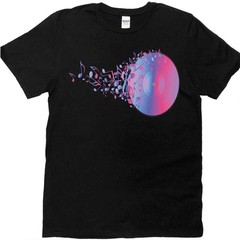 Vinyl Record T-Shirt Music Notes Retro DJ Vintage Colorful Musician Tee .