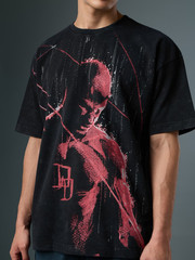Marvel Daredevil Men’s Oversized Vintage Wash T-shirt – Premium Fabric Summer