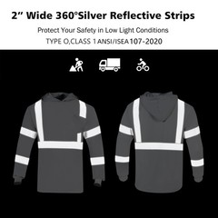 3pcs Safety Reflective High Visibility Long Sleeve Shirts ANSI Class 1 Hi Vis…