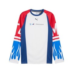 PUMA Bmw M Motorsport Graphic Crew Neck Long Sleeve T-Shirt Mens Blue Casual Top