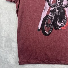 Men’s XL Jack & Jones T-Shirt Maroon Take a Ride on the Wild Side Motorcycle Leg