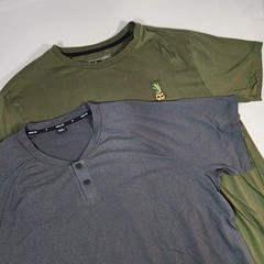 Public Rec Mens Short Sleeve Lot Of 2 Henley PROTX2 + Emb Knitwear Olive Tee 2XL