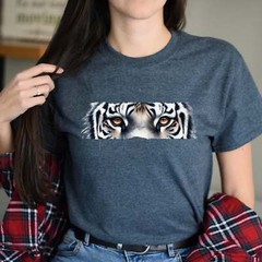 White Tiger Eyes Unisex T-shirt Black Navy Dark Heather