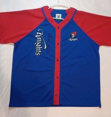 Newcastle Knights Baseball Jersey Blue Red XL Button Up Australian Rugby NRL
