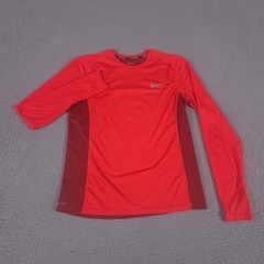 Nike Shirt Mens M Red Running Dry Miler Long Sleeve Dri-Fit Mesh Performance