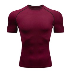 Men Compression T Shirt Short Sleeve Gym Workout Fitness Running Training Base