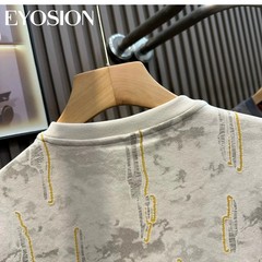 Men’s Ice Silk Cotton T-Shirt Tie Dye Ripped Distressed Print Crew Neck Tee Top