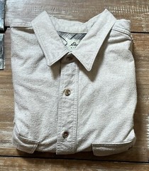 Vtg 90s Eddie Bauer-Oatmeal Chamois Brushed Flannel Button Shirt-Button 2 XXL-T