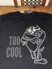 Vintage Taz T-Shirt Size XL Black 90s Tasmanian Devil Looney Tunes Embroidery