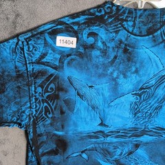 Ocean Whales Shirt Adult 2XL XXL Blue Graphic All Over Screen Print Mens