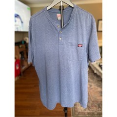 Wrangler Heathered Blue Short-Sleeve Henley with Chest Pocket, Men’s XL