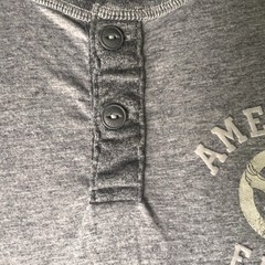 American Eagle Outfitters Vintage Shirt Henley Gray Men L Buttons Logo Soft Feel
