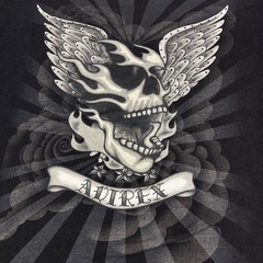 Avirex Mens Graphic T-Shirt Black Skull Wings Rhinestone Streetwear Size M