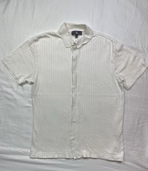 B&R Men’s Ribbed Knit Short Sleeve Collared Button-Up Shirt – Size S