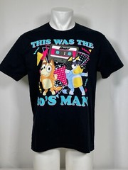 Bluey This Was The 80’s Man Bandit & Chilli Black T-Shirt Men’s LARGE