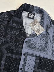Original Deluxe Supply Mens LARGE Black & Gray Paisley SS Button Up Dress Shirt