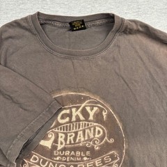 Lucky Brand Mens Classic Fit Graphic T-Shirt Brown Cotton Made in USA Large 0607
