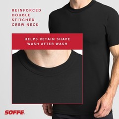 Soffe Men’s 3 Pack USA Poly/Cotton Military Tee, Black, Large
