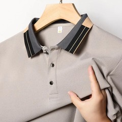 New Men’s Business Casual Short Sleeved Shirt Solid Color Polo Shirt Fashionable
