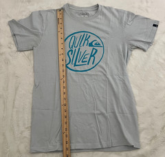 Quiksilver T Shirt Mens Small Gray Blue Logo Graphic Tee Short Sleeve Surf Tee S
