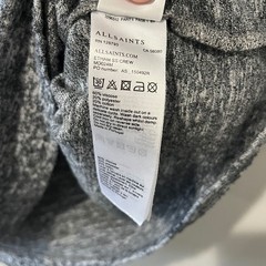 AllSaints Etham SS Crew Neck T-Shirt Grey Marl Textured Oversized Large