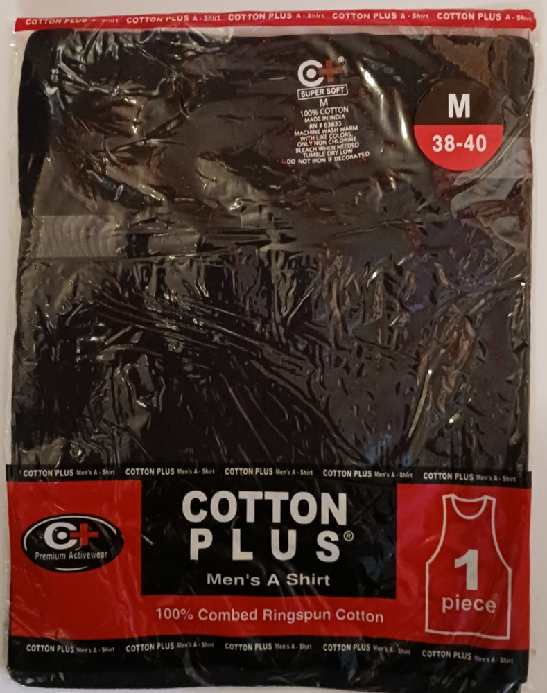 MENS A SHIRT TANK TOP MUSCLE SHIRT COTTON BLACK MEDIUM PACK OF 1