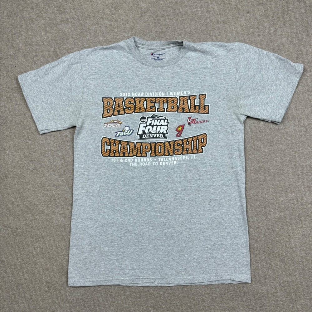 Champion T Shirt Mens Size M Gray Final Four NCAA Logo Adults Baskeball 2012