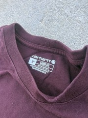 Carhartt T-Shirt Mens M Med Short Sleeve Pocket Logo Crew Neck Maroon K87 PRT