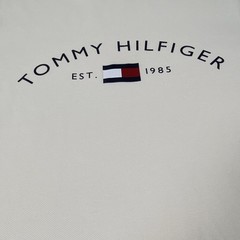 Tommy Hilfiger Men’s Crew Neck Short Sleeve Est. 1985 Flag Logo Tee M Beige
