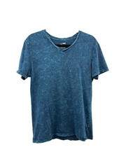 On The Byas Mens Blue Mineral Wash Short Sleeve T-Shirt Size Medium V-neck