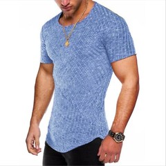 Men Casual Round Neck Top Training Muscle Fitness Active T-Shirt Slim Fit Tee