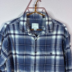 AMERICAN EAGLE Men’s Flannel Shirt Blue Gray Plaid Long Sleeve Super Soft Medium