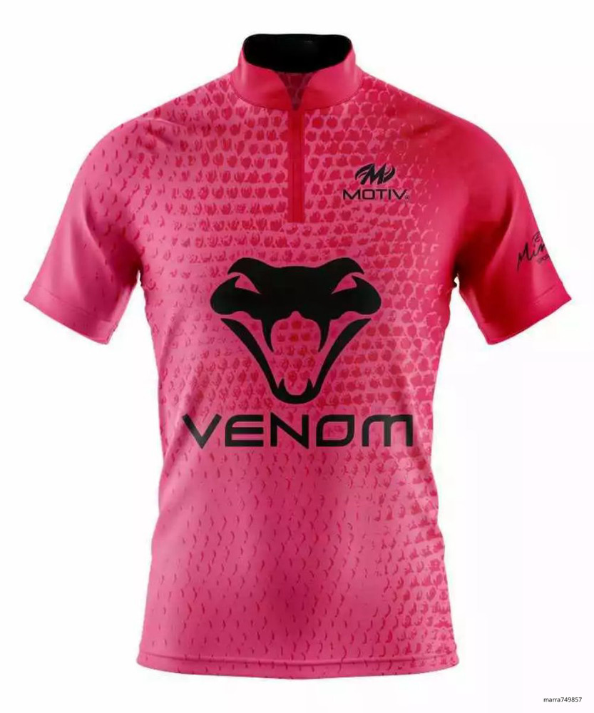 Sale!!! Motiv Hyper Venom Pink Free Custom Quick Zip Bowling Jersey Size S-5XL